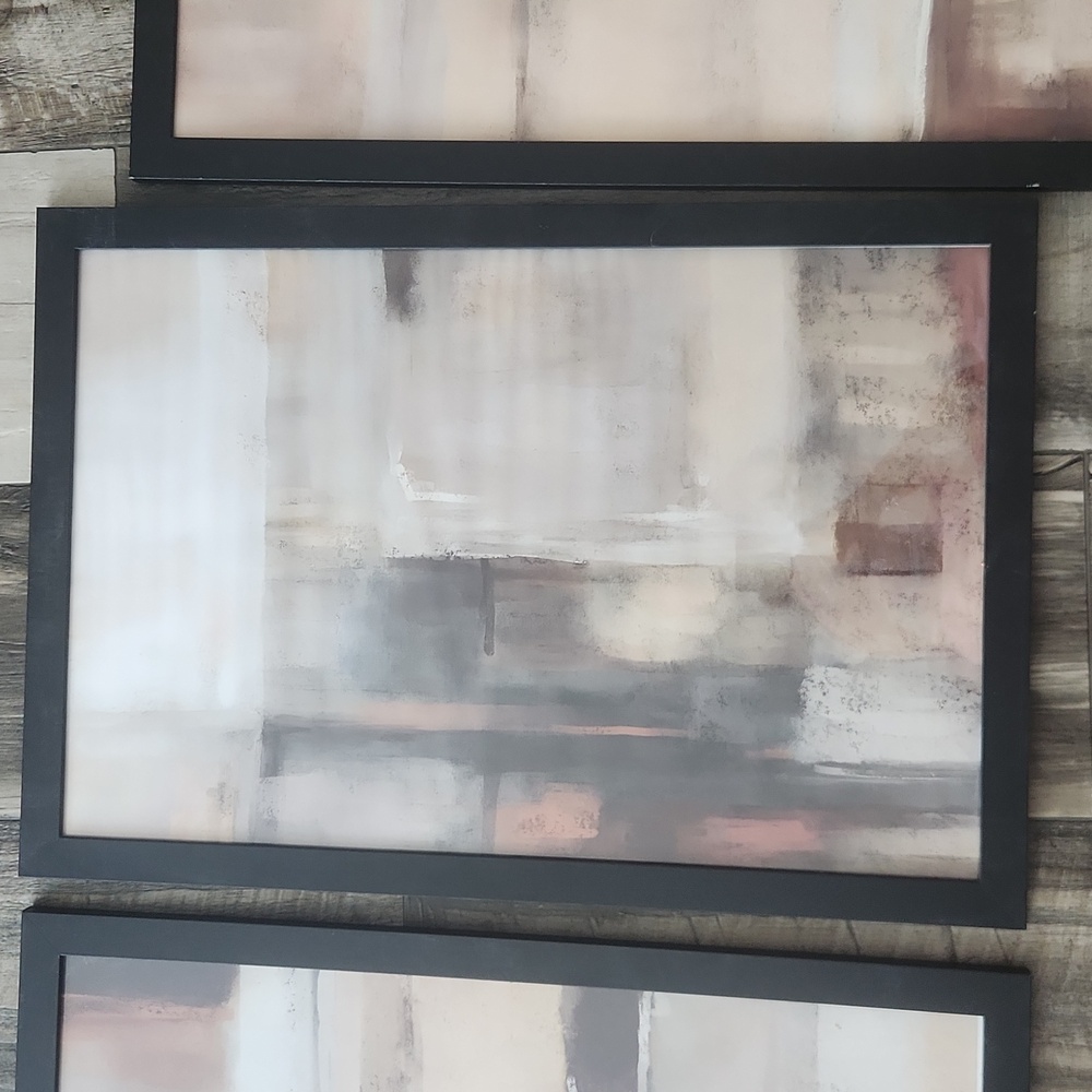 Abstract Neutral Wall Art in Black Frame - Picture 3 of 8